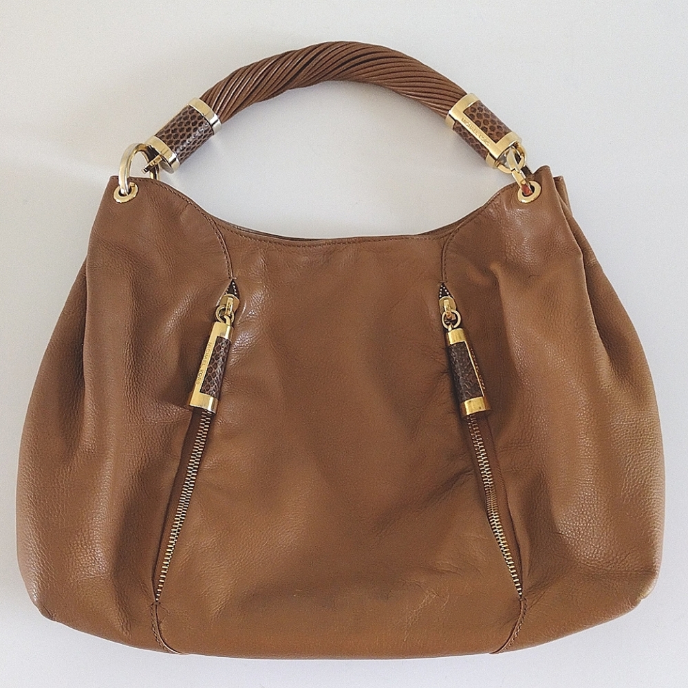 Michael Kors Collection Tonne Leather Python Accents Hobo Bag